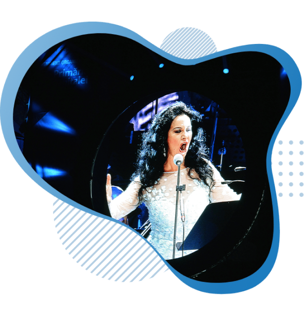 Singer on an LED Screen